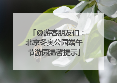 @游客朋友们：北京冬奥公园端午节游园温馨提示